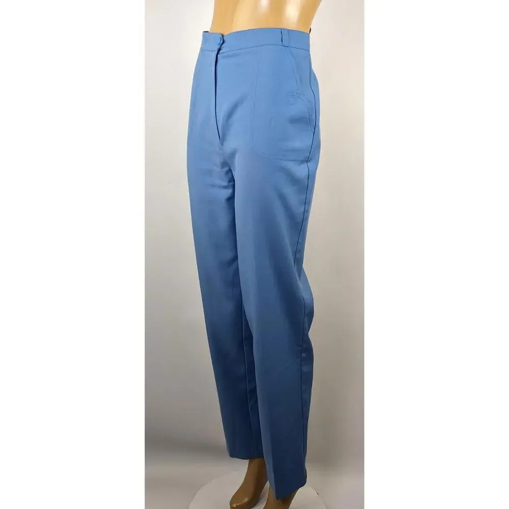 Alpaq powder blue 70s pants vintage high‎ waist trousers flare leg - Picture 2 of 9